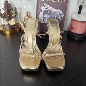 Zara Gold Women's Wrap Around Ankle Heels